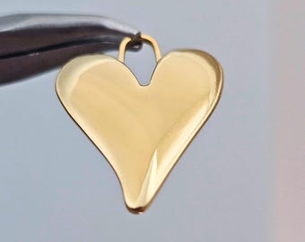 1–5 colgantes de corazón de acero inoxidable / Grandes dijes de corazón de 33 x 25 mm en oro o plata de 18 quilates, resistentes al deslustre, para joyería moderna.