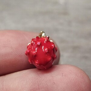 Red Strawberry Enamel Charm, Zinc Alloy Pendant (16mm) image 7