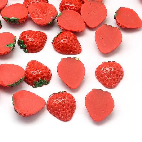 20mm Resin Red Strawberry Food Cabochon Colorful DIY Earring Jewelry Supply Embellishments Sequins