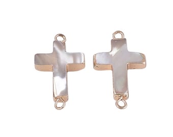 25 mm Kreuz Natürliche Shell Link Connector DIY Schmuck machen Anhänger Anhänger Golden