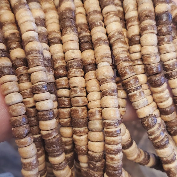 Natural Coconut Rondelle Bead Full Strand Coconut Shell Wood Beads Full Strand Natural Wood DIY Jewelry Making Bracelet USA Boho Buddhist