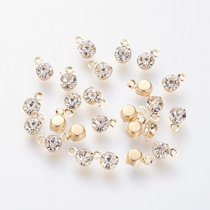 1–10pcs 18K Gold Rhinestone Charms | Tiny Brass Spacer Charms, 5.5x3.5mm Dainty Pendants for Necklace or Bracelet Jewelry Making