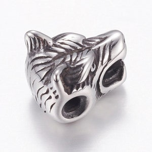 1–5pcs Stainless Steel Wolf Head Beads | 18K Gold Silver Black 304 Steel Beads 14x11mm Animal Beads Men’s Bracelets Viking Paracord Jewelry image 4