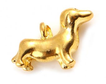 Dijes de perro de aleación de zinc chapados en oro de 15 x 11 mm. Envíos desde EE. UU.