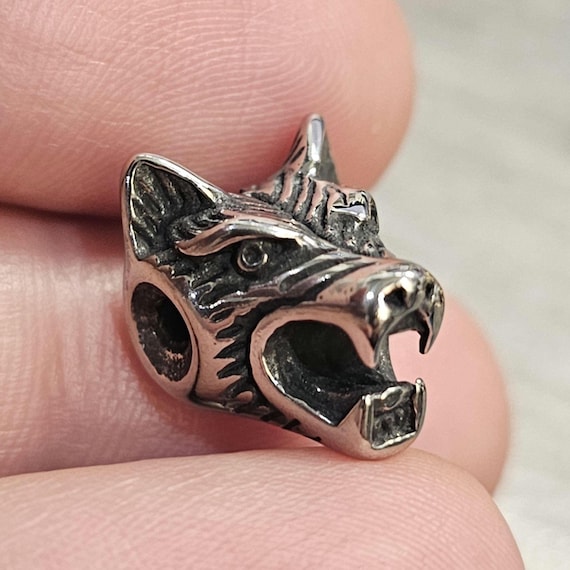 1–5pcs Stainless Steel Wolf Head Beads | 18K Gold Silver Black 304 Steel Beads 14x11mm Animal Beads Men’s Bracelets Viking Paracord Jewelry
