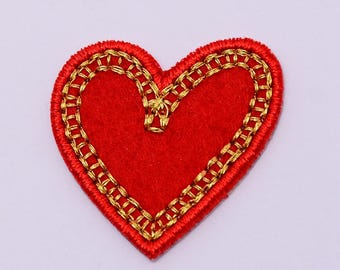 Small Red Heart Embroidery Patch | Iron-On or Sew-On Applique for DIY Clothing & Crafts | Ships from USA