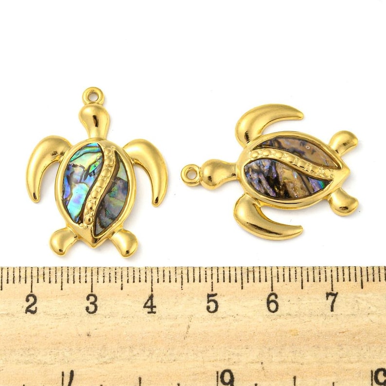 Turtle Shell Inlay Sea Turtle Pendant Paua Shell With IP 304 Stainless Steel | Real 18K ...