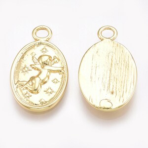 17mm Gold Angel Charm Pendant 18K Gold Plated Brass Earrings Charms DIY Bracelet Jewelry Findings Jewelry Making image 2