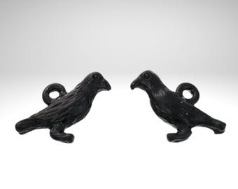 2–10pcs Black Crow Charms | 3D Bird Pendant | Zinc Alloy Halloween Jewelry Supplies | Gothic Raven Charm Beads
