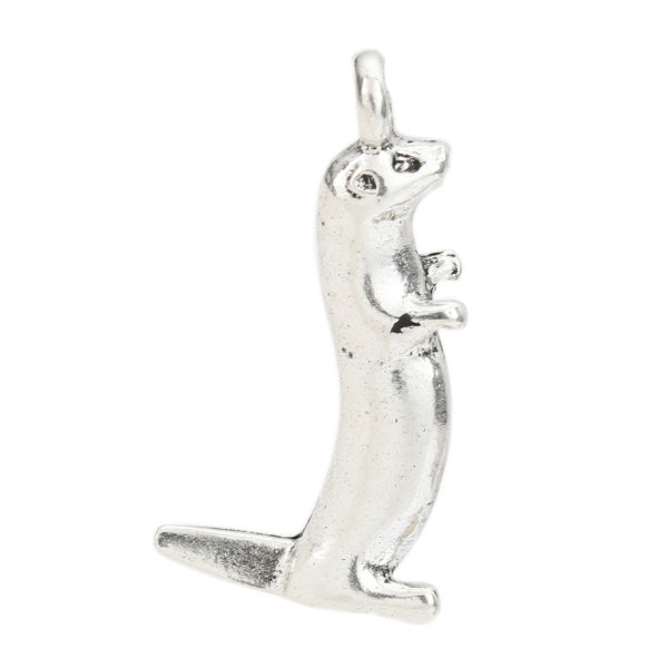 4, 20 or 50 BULK Silver Standing Otter Charms, Cute 3D Otter Charm