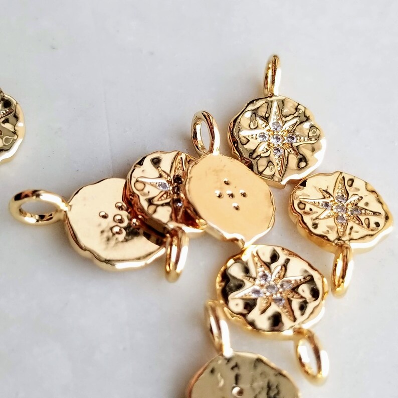 Star Burst Disc Pendant North Star Gold Micro Pave Cubic Zirconia Charms For DIY Bracelet Jewelry Findings Jewelry Making Beads Finding