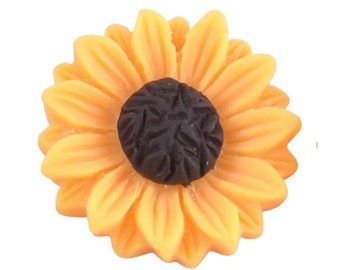 5 pcs 24mm Resin Yellow Sunflower Charm Pendant Colorful DIY Earring Jewelry Supply Embellishments Sequins