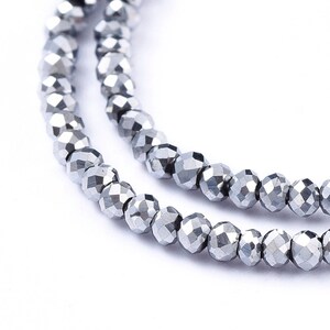 2x1.5mm Silver Plated Rondelle Faceted Electroplate Glass Beads Strands Round Beads DIY Jewelry Making Bead Bracelet Boho Beads Necklace