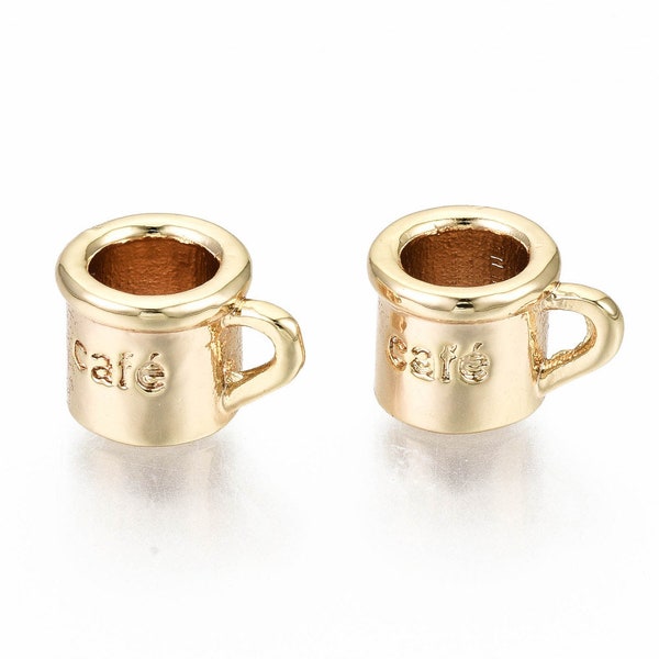2pcs 7mm Gold Coffee Cup Cafe Charm 18k Gold Plated Charm Earrings Charms DIY Bracelet Jewelry Findings Jewelry Making