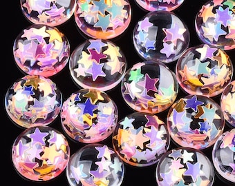10–100pcs Clear Resin Star Charms | Mixed 10mm 12mm 14mm Flatback Kawaii Stars for Crafts, Jewelry, Slime Kits & Bulk DIY Supplies