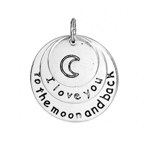 Zinc Alloy Moon Charms Antique Silver &quot;I Love You To The Moon and Back&quot; Ships from USA