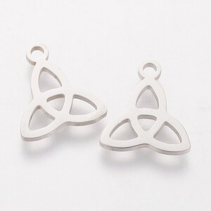 2pcs 13mm Trinity Knot Stainless Steel Triquetra Charms  Irish Symbol DIY Beaded Bracelets Silver Tone