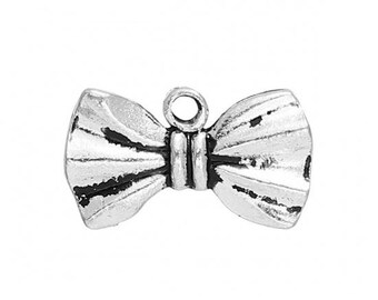 2 pcs  Charms Bow Antique Silver 19mm x 11mm Ships from USA
