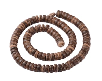 8 mm 10 mm natürliche Kokosnuss Rondell Perlenstränge Kokosnussschale Holzperlen voller Strang Naturholz DIY Schmuck machen Armband Boho Buddhist