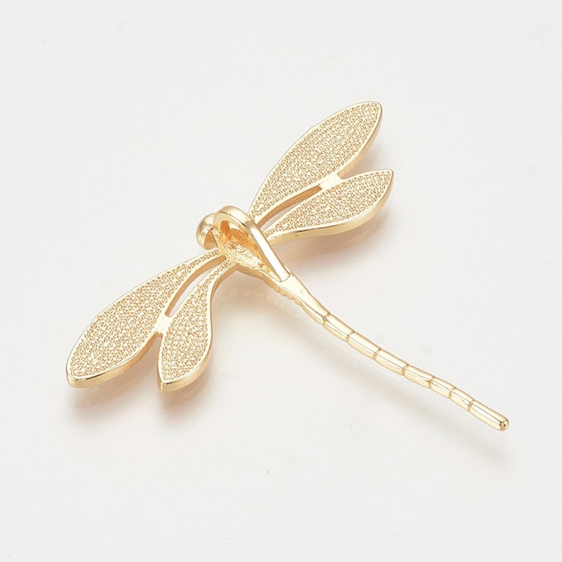 1–5pcs Gold Dragonfly Charms | 18K Gold Plated Brass Pendants, Large Nature-Inspired Jewelry Supplies, Boho Necklace Pendant, 38x45mm image 4