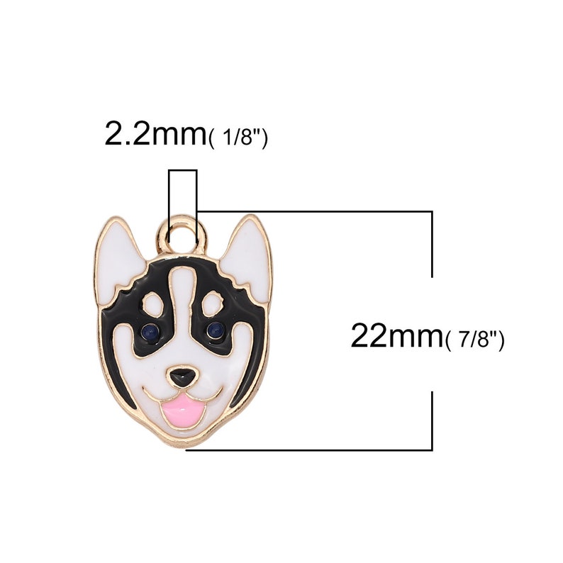 22mm Husky Dog Charm, Zinc Alloy Animal Pendant image 2