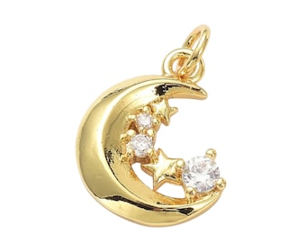 17 mm Crescent Moon Gold Anhänger Charms Charms Halskette DIY Armband Schmuck Zubehör machen Finden