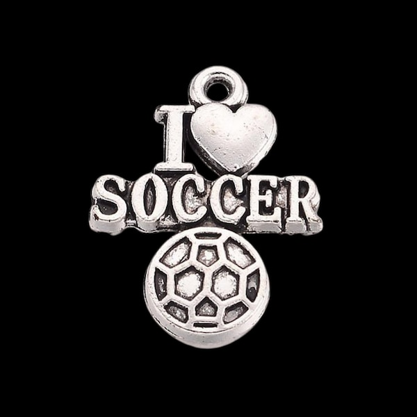 5pcs 22mm I Love Soccer Silver Plated Alloy Earrings Charms DIY Bracelet Jewelry Findings Jewelry Making