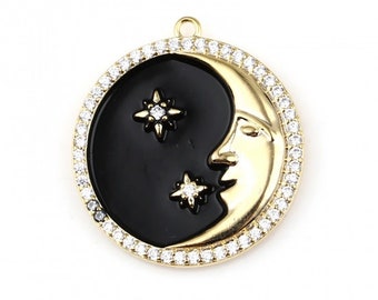 1 pc  25mm Crescent Moon Gold Pendants 18k Gold Plated Charm Charms Necklace DIY Bracelet Jewelry Findings Making Finding