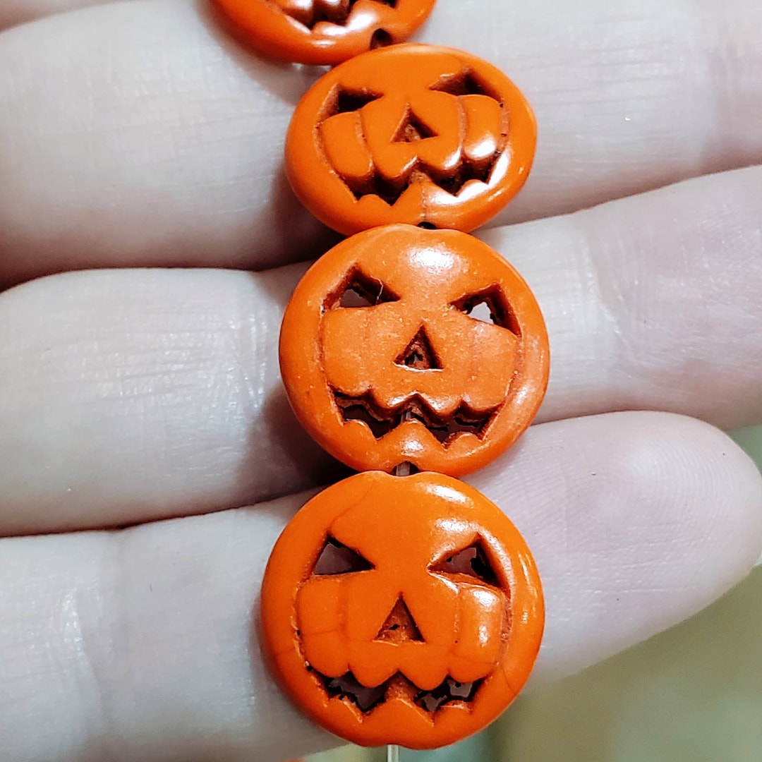 15mm 20mm 25mm 30mm Pumpkin Halloween Jack O Lantern Orange Bracelet ...