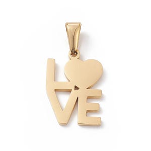 Gold LIEBE Edelstahl Charms | Laser-Cut Valentinstag Anhänger für DIY Schmuck | Versand aus den USA