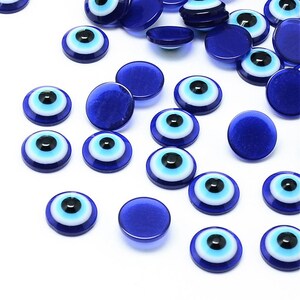 6mm 10mm 12mm Blue Evil Eye Evil Eye Cabochons Bracelets Pendant Round Cabochon DIY Flat Back Cabs Cabochon Jewelry Findings Jewelry Making image 2