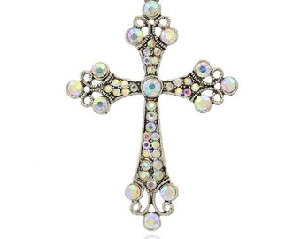 2 pcs 73mm Big Silver Cross Charm Pendant Charms Pendants Religious for DIY Beaded Bracelets Necklaces