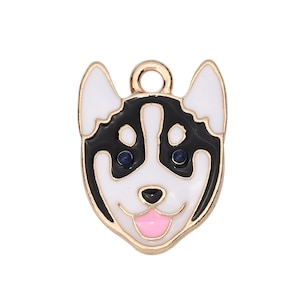 22mm Husky Dog Charm, Zinc Alloy Animal Pendant image 1