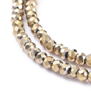 2x1.5mm Gold Rondelle Faceted Electroplate Glass Beads Strands Round Beads DIY Jewelry Making Bead Bracelet USA Shipping Boho Beads Necklace