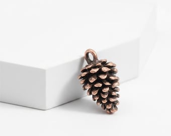 2 à 10 breloques pomme de pin en cuivre antique | Pendentifs boisés rustiques | Accessoires de fabrication de bijoux d'automne et de Noël | Nature Forêt Charmes