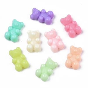 10pcs Acrylic Bear Beads | 18mm Mixed Color Teddy Beads for DIY Jewelry & Crafts | Ships from USA