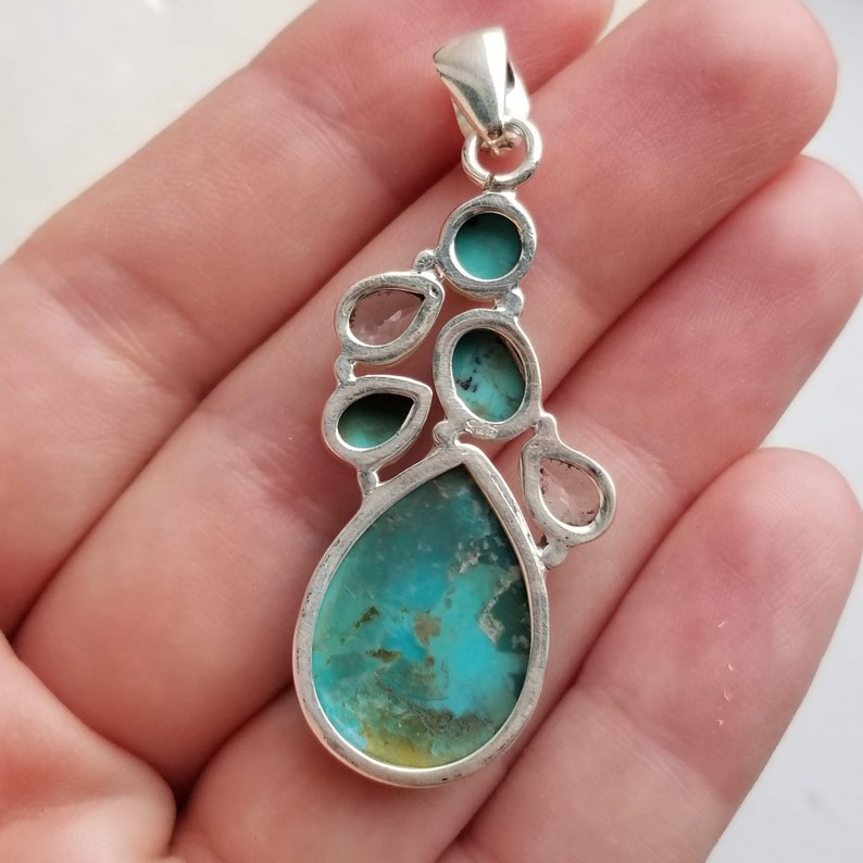 Sleeping Beauty Turquoise /& Blue Topaz 925 Silver Pendant Jewelry Blue Woman Gift Daughter Wife Mom Pendant Mothers Day Gift 6828