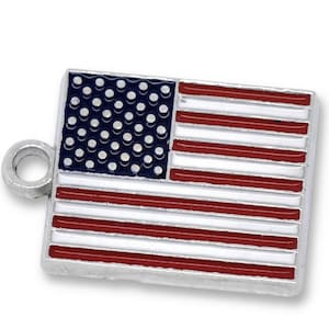 Dije de bandera estadounidense, joyería patriótica, tono plateado, 22 mm