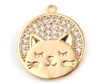 18mm Cat Gold Pendants Charm Charms Necklace DIY Bracelet Jewelry Findings Making Finding