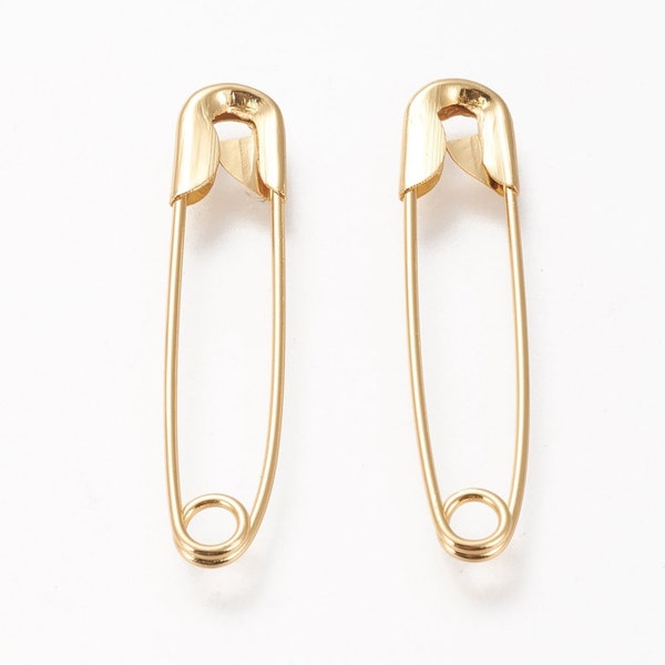 1pc 38mm Safety Pin Gold Charm 20k Gold Plated Brass Charms DIY Bracelet Jewelry Findings Jewelry Making