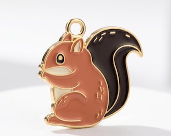 Perline a forma di scoiattolo marrone da 25 mm, ciondoli per braccialetti, ciondoli, ciondoli per creazione di gioielli.