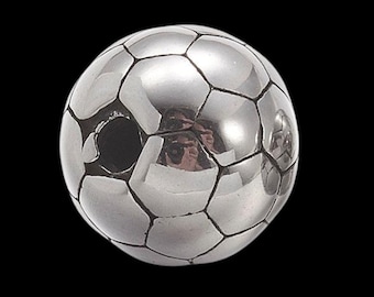 1pc 9mm Soccer Ball 304 Stainless Steel European Beads Silver World Cup Jewelry Making Sports Football Fan Watch Party Crafts