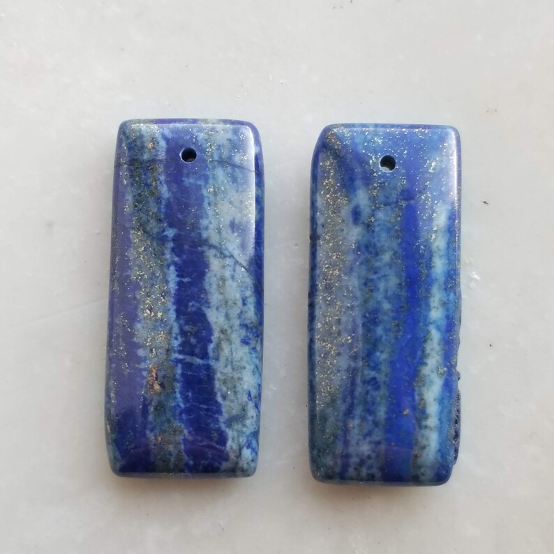 36mm 2pcs Lapis Lazuli Oblong Pendant Bead Set Pendant Bead DIY Jewelry Making Jasper Pendant Wire Wrapping Pendant Pendants