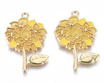 5 pcs 33mm Yellow Flower Charm Resin Colorful DIY Earring Jewelry Supply Embellishments Sequins