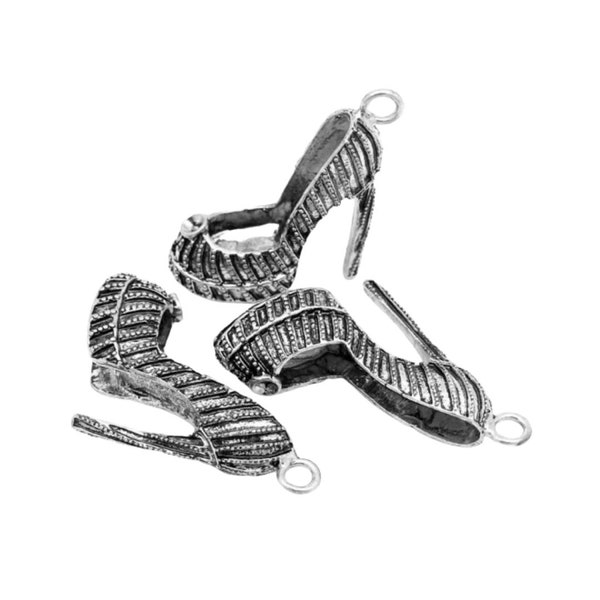 2pcs 54mm High Heel Antique Silver Pendant Charm Platform Charms for Necklace Bracelet Pendant Pendants Charm Charms Jewelry Making