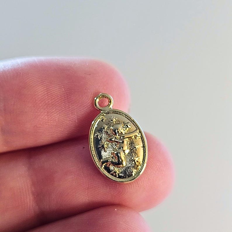 17mm Gold Angel Charm Pendant 18K Gold Plated Brass Earrings Charms DIY Bracelet Jewelry Findings Jewelry Making image 7