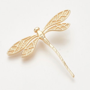 1–5pcs Gold Dragonfly Charms | 18K Gold Plated Brass Pendants, Large Nature-Inspired Jewelry Supplies, Boho Necklace Pendant, 38x45mm image 3