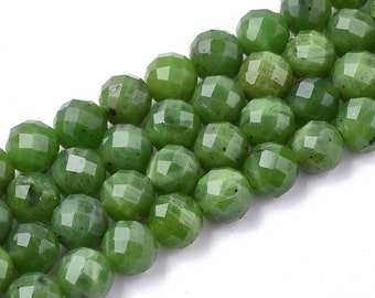 6mm 8mm 10mm 12mm Natural Green Canadian Faceted Jade Round Beads Bead DIY Jewelry Making Bracelet USA Shipping Necklace Beads Bracelet