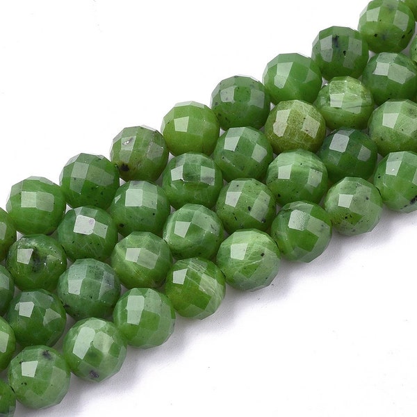 6mm 8mm 10mm 12mm Natural Green Canadian Faceted Jade Round Beads Bead DIY Jewelry Making Bracelet USA Shipping Necklace Beads Bracelet