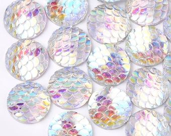 Aabellay 40PCS Mermaid Tail Slime Charms Resin Flatback Mixed Color Glitter Mermaid Fish Tail Resin Cabochon Flat Back Embellishments for DIY Crafts Scrapbook Phone Case Decoration